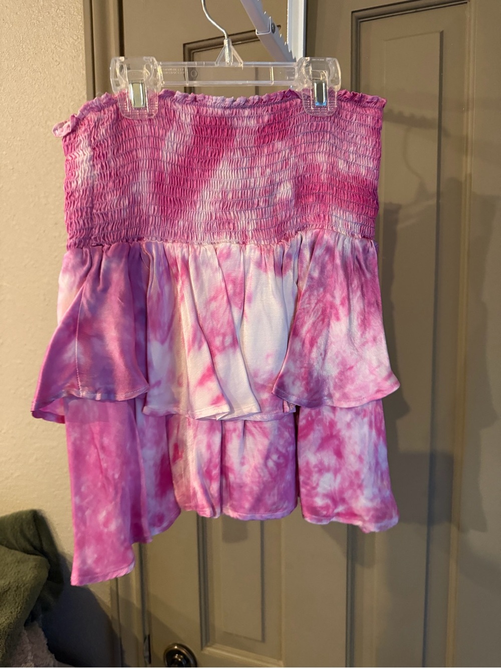 Women’s Pink Tie-Dye Smocked Tube Top